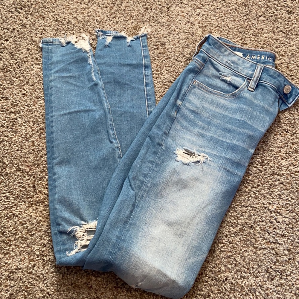 American Eagle Dream Jean jegging, medium wash, super high rise